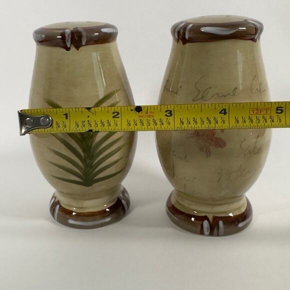 Tabletops Unlimited Bora Bora Salt & Pepper Shaker Set Palm Trees, Bamboo Edge - Picture 4 of 16